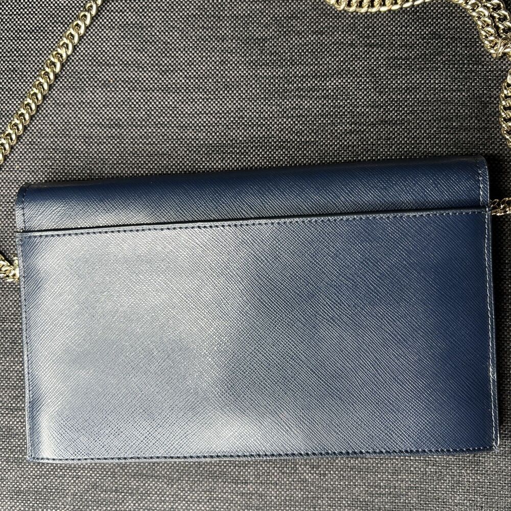Kate Spade Willow Wallet Saffiano Leather Flap Convertible Crossbody Bag Navy - Picture 5 of 7